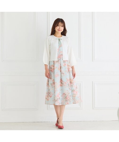 シアーチェックレースアップワンピース