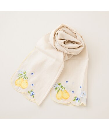 フルーツ柄スカラップ刺繍ストール