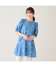 【綿100%】スズラン刺繍バックティアードチュニック
