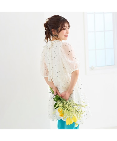 バックリボンハートフロッキーチュニック