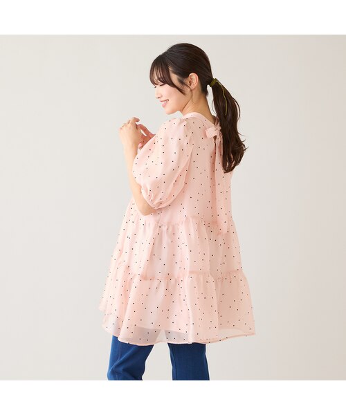 バックリボンハートフロッキーチュニック｜ローズティアラの通販