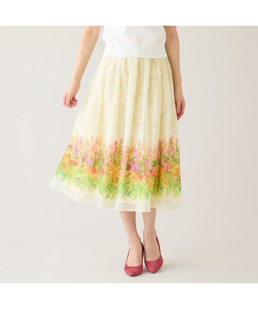 【セットアップ対応】フラワーガーデンオーガンジースカート