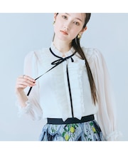 シアープリーツフリルブラウス