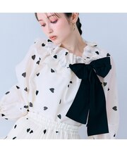 ハートプリントボリュームブラウス