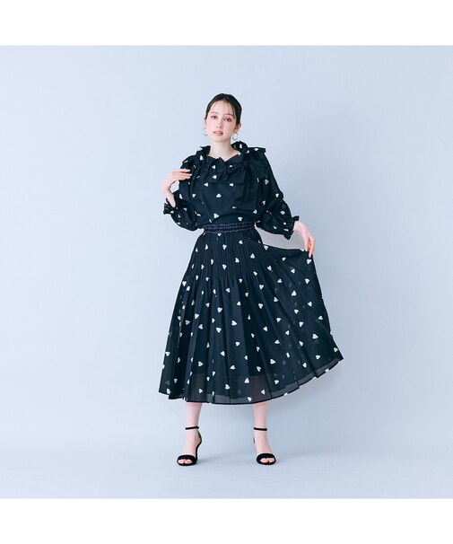 ハートプリントプリーツスカート