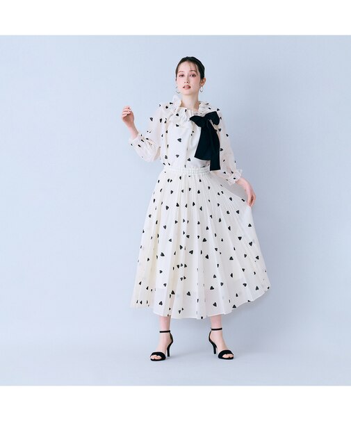 ハートプリントプリーツスカート
