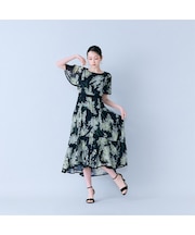 ミモザプリントワンピース