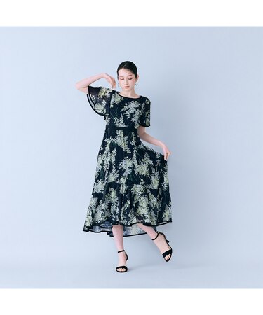 ミモザプリントワンピース