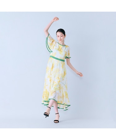 ミモザプリントワンピース