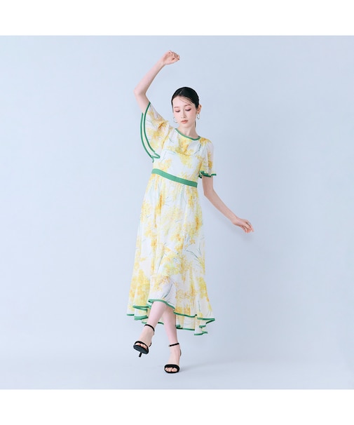 ミモザプリントワンピース