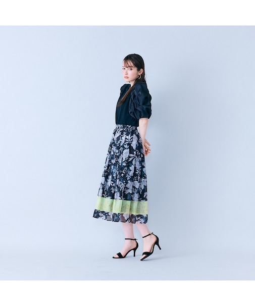 フラワーパネルプリントスカート
