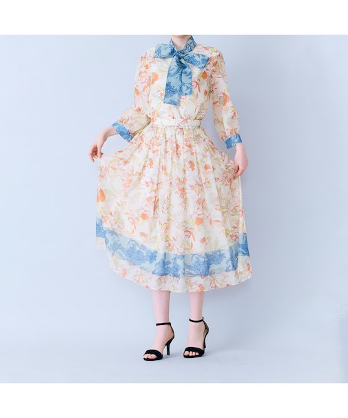 フラワーパネルプリントスカート