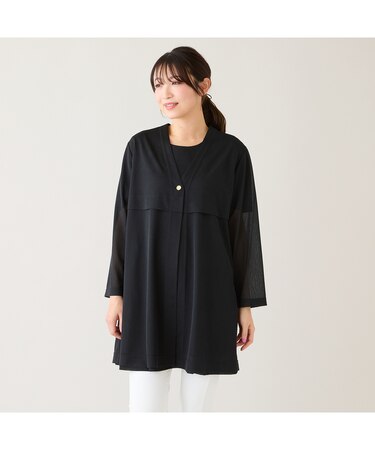 【セットアップ対応】シアーロングカーディガン