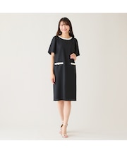 【接触冷感/イージーケア】リネンライクバックリボンワンピース