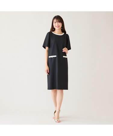 【接触冷感/イージーケア】リネンライクバックリボンワンピース
