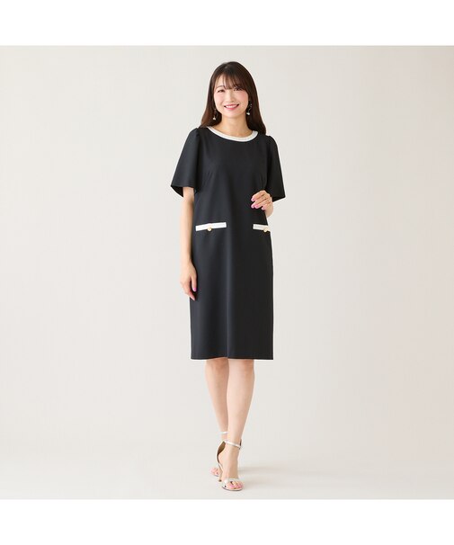 【接触冷感/イージーケア】リネンライクバックリボンワンピース