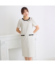 【接触冷感/イージーケア】リネンライクバックリボンワンピース