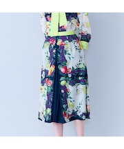 フルーツパネルプリントボックスタックスカート