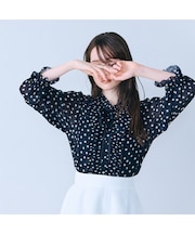 シアープリーツフリルブラウス/ ドット