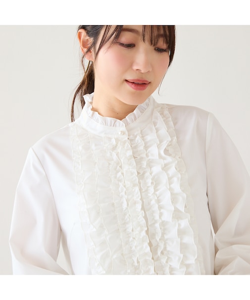 【接触冷感/UVカット】フリルブラウス