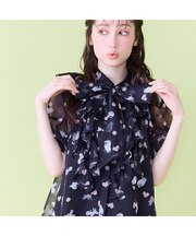 にゃんこプリントブラウス