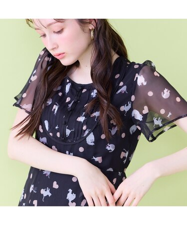 わんにゃんプリントワンピース