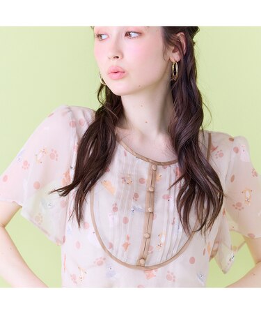 わんにゃんプリントワンピース