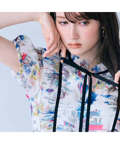 パリプリントワンピース｜ローズティアラの通販｜&mall（アンドモール