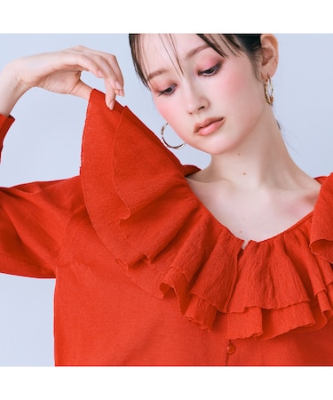 ミルフィーユラッフルカラーカーディガン