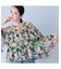 モザイクフラワープリントブラウス