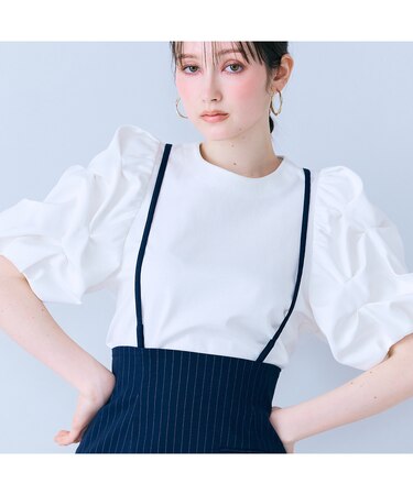 タックボリュームスリーブカットソー