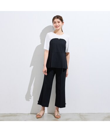 【UVカット/イージーケア/接触冷感】ペプラムビスチェカットソー