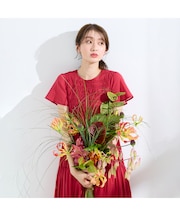 シャーリングマキシ丈ワンピース