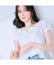 【モデル美香着用】コルセット風ピンタックブラウス