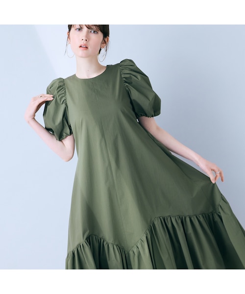 試着のみ 洗える！Parapluie ボレロ ローズレッド リネンライクフレアワンピース