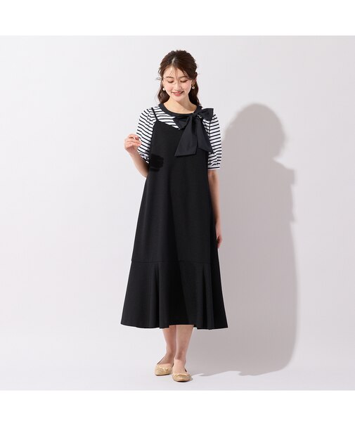 【UVカット/防シワ】バックリボンキャミワンピース