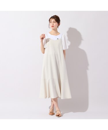 【UVカット/防シワ】バックリボンキャミワンピース