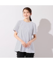 【接触冷感/UVカット】レイヤード風バックリボンカットソー