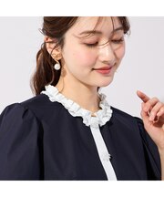 異素材切替ペプラムブラウス