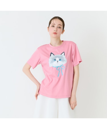 ネコプリント半袖Tシャツ