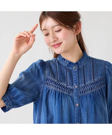2.5オンスデニム軽やかブラウス