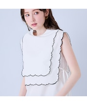 スカラップ刺繍ダブルカラーブラウス