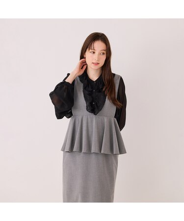 パウダーシフォンAudie a Musesロゴ刺繍ブラウス