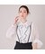 パウダーシフォンAudie a Musesロゴ刺繍ブラウス
