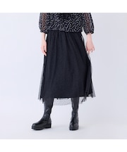 【セットアップ対応】チュールドットプリーツスカート