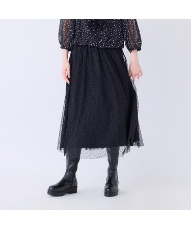 【セットアップ対応】チュールドットプリーツスカート