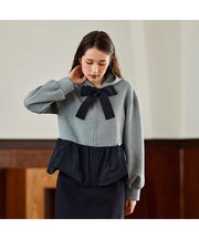 バルーンヘム幅広リボンパーカー