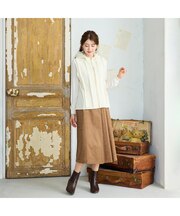 スエードタッチプリーツ切替スカート