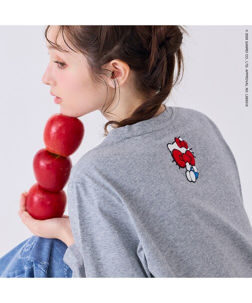 【HELLO KITTY】 ハローキティ サガラ刺繍ロングスリーブカットソー
