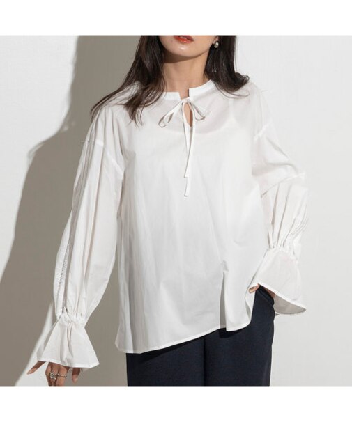 ハシゴレースボリュームブラウス